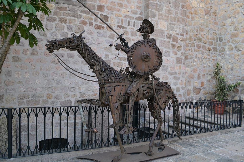 escultura de chatarra de don quijote de la mancha